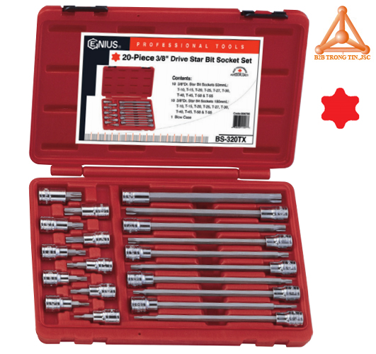 BS-320TX bộ khẩu, tuýp 3/8 đầu vít hoa thị 20 chiếc hãng Genius