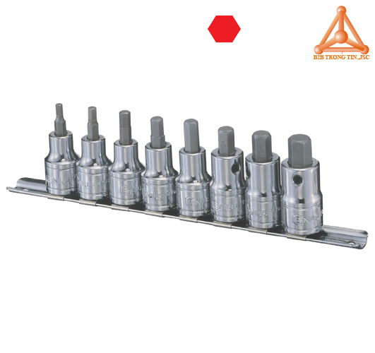 BS-408H bộ khẩu, tuýp 1/2 ra đầu vít lục giác 8 chiếc hệ mét hãng Genius