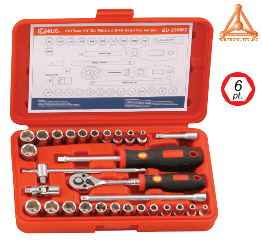 EU-320MS bộ khẩu, tuýp tay vặn 1/4 bao gồm 30 chiếc hãng Genius