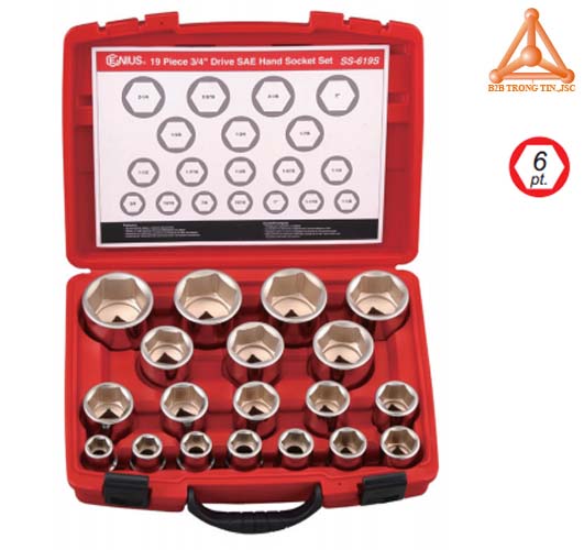 Bộ khẩu 19 chiếc hệ inch hãng Genius 