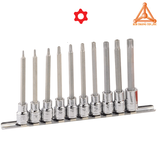 BS-310TAl bộ khẩu tuýp ra đầu vít hoa thị sao lỗ 10 chi tiết hãng Genius