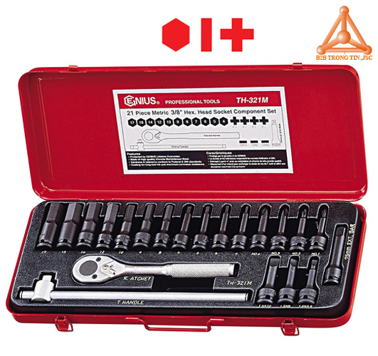 Bộ khẩu, tuýp ra đầu vít gồm 21 chiếc hãng Genius