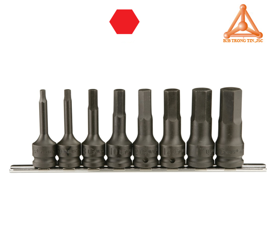 TH-408MD bộ đầu tuýp 1/2 ra đầu vít lục giác hệ mét 8 chiếc hãng Genius