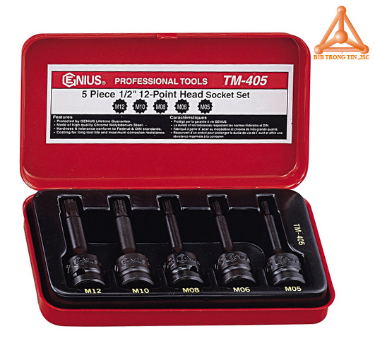 TM-405 bộ khẩu, tuýp 1/2 đầu vít hoa thị 12 cạnh hãng Genius