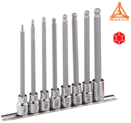 Bộ tuýp, khẩu đầu vít một đầu bi gồm 8 món hãng Genius