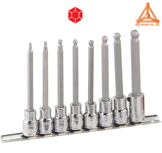 BS-308WSL Bộ khẩu đầu vít đầu bi loại dài 8 chiếc hệ inch hãng Genius