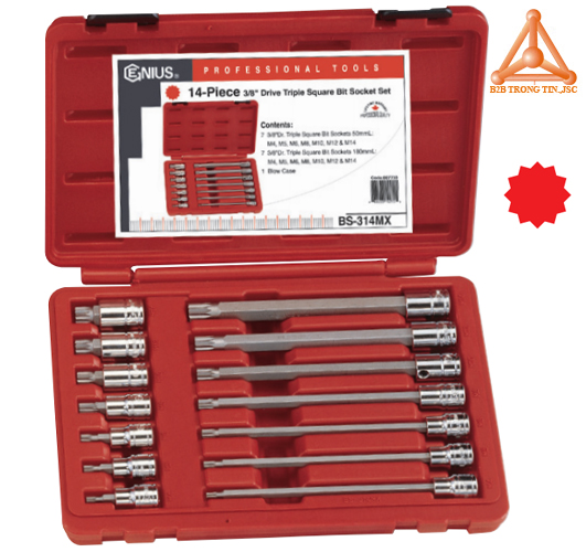 Bộ tuýp đầu vít 12 đỉnh gồm 14 chi tiết hãng Genius