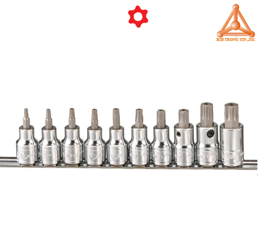 BS-410TA bộ khẩu, tuýp 1/2 ra đầu vít hoa thị lỗ 6 đỉnh gồm 10 chi tiết hãng Genius