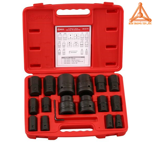 BS-817H bộ khẩu 1 inch đầu vít lục giác hệ inch 17 chiếc hãng Genius