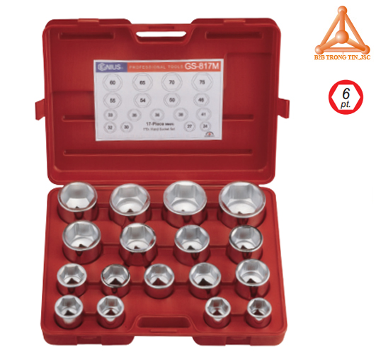 Bộ khẩu tay vặn 1 inch 17 chi tiết hệ mét hãng Genius 