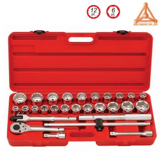 Bộ khẩu tay vặn 3 phần 4 hệ inch và hệ mét hãng Genius 