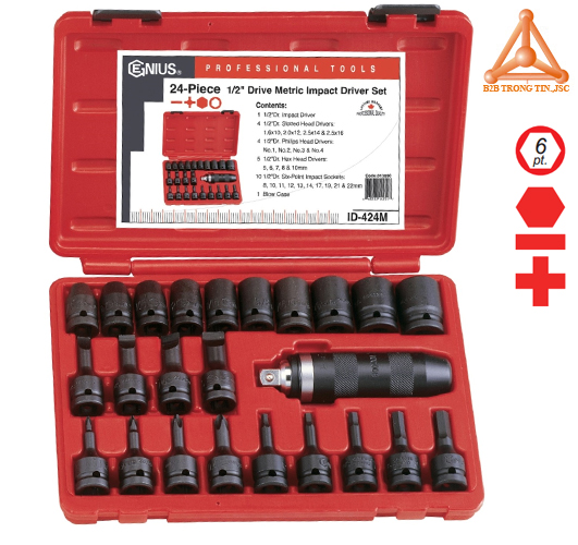 ID-424M Bộ tuýp 1/2 ra đầu vít gồm 24 chi tiết hãng Genius